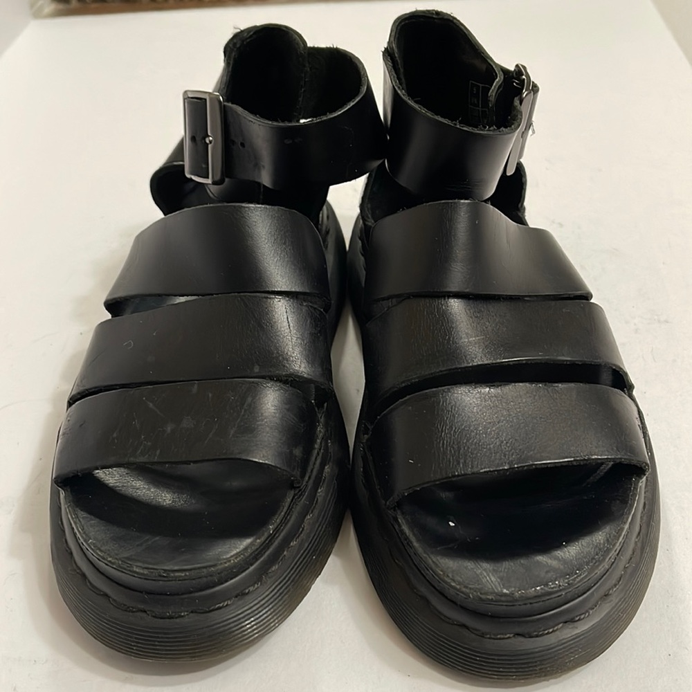 Dr. Martens Black Leather Strappy Platform Sandals